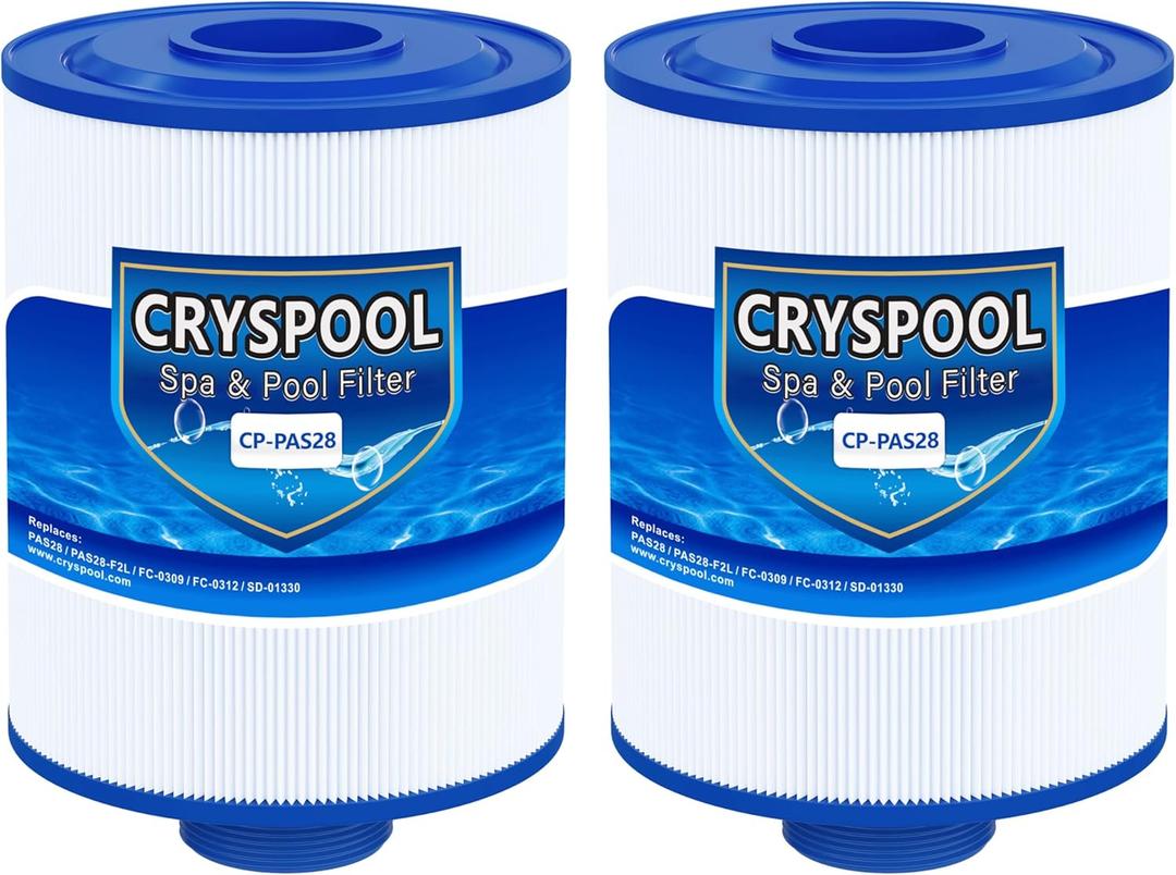 Cryspool® PAS28 Filter Compatible with PAS28, PAS28-F2L, PAS28-F2L-B12, X29-PAS28-F2L, 06-0052-12, 06-0055-12, FC-0309, FC-0312, SD-01330, Spa Filter Cartridge, 2 Pack