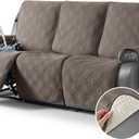 TAOCOCO 100% Waterproof Recliner Sofa Cover, Non Slip Split Couch Covers for Reclining Couches with Elastic Straps, Washable Reclining Sofa Cover Furniture Protector for Kids Pets(3 Seater, Taupe)