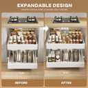 Seinloes 2 Pack Pull out Cabinet Organizer 21" Deep With Raising Pad for Framed Cabinets,Expandable (15.2"-26.3"W) Slide out Drawers for Kitchen Cabinets with 4pcs Divider Racks,Roll out Shelves,White