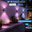 KIZON Modern RGBCW Outdoor Sconce Color Changing, Dimmable Porch Light, Black, 4x4x12 inches, App Control with Remote, Compatible with Alexa Google Assistant, ETL Listed
