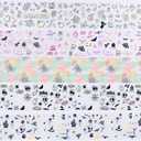 Halloween Nail Foils Transfers - Ghost Pumpkin Skull Bat Spider Web Black Cat Design, Gold & Holographic Foil Stickers for Nail Art, Manicure Decals for DIY Acrylic Nails, 10 Sheets