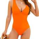 Jolefille One Piece Swimsuit for Women Tummy Control Bathing Suit Full Coverage Slimming Modest Swim Suits 2025 Deep V Neck ,Medium