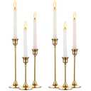 Sets(4Pcs) Brass Gold Metal Taper Candle Holders Candlestick Holders, Vintage Modern Decorative Centerpiece Candlestick Holders for Table Mantel Wedding Housewarming Gift