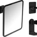 Fog Free Shower Mirror 87 Inches, Rotatable Bathroom Anti-Fog Mirror with Adjustable Shaver Hook, Shaver Holder & Makeup Mirror for Men Women, Black Shower Accessories