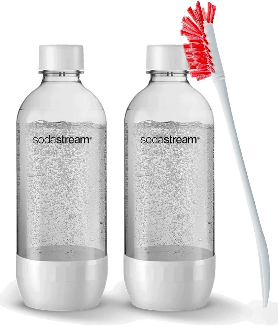 Soda Stream 2 Pack Water Carbonating Sodastream Bottles Bundle 14 inch Bottle Cleaning Brush Original Reusable Sparkling Extra 1L 1 Liter