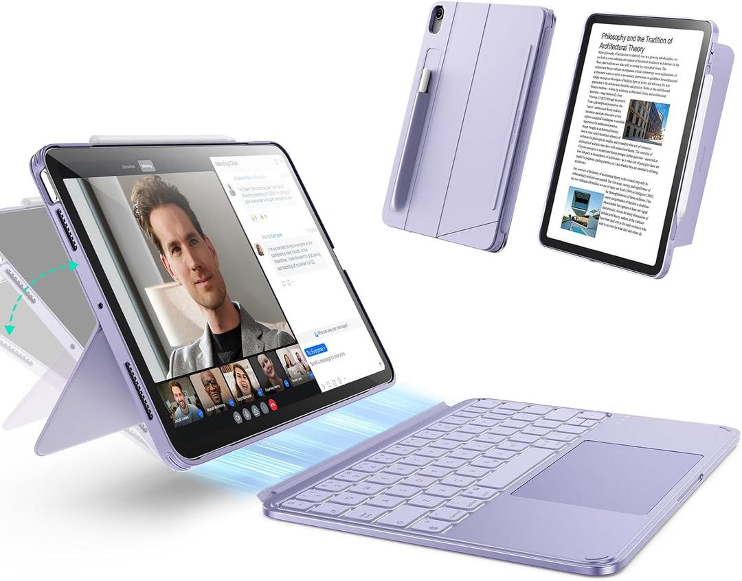 ESR for iPad Air 11 Inch Case with Keyboard M4/M3/M2 (2026/2025/2024) & Air 5th/4th Gen Shift Keyboard Case, Magnetic Detachable Keyboard, Portrait/Landscape Modes, Click-Anywhere Trackpad, Purple