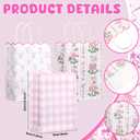 LemonSecret 24 Pcs Pink Bow Gift Bags with Handles Flower Plaid Party Favor Candy Goodie Bags with Wave Edge for Weddings Birthday Bridal Shower Party Supplies, 8.3 x 6 x 3.2 Inches