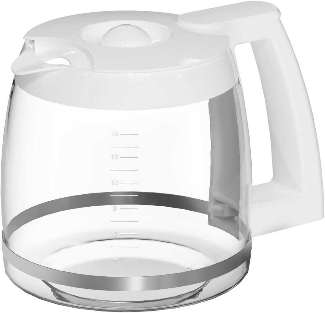 14-Cups Coffee Carafe Replacement Pot Compatible with Cuisinart Coffee Machine DCC-2200RC, DCC-2200, DCC-3200, DCC-3200P1, DCC-3200FR, DCC-2600, DCC-2800,DCC-1800FR CBC-7400 CBC-7000PC White