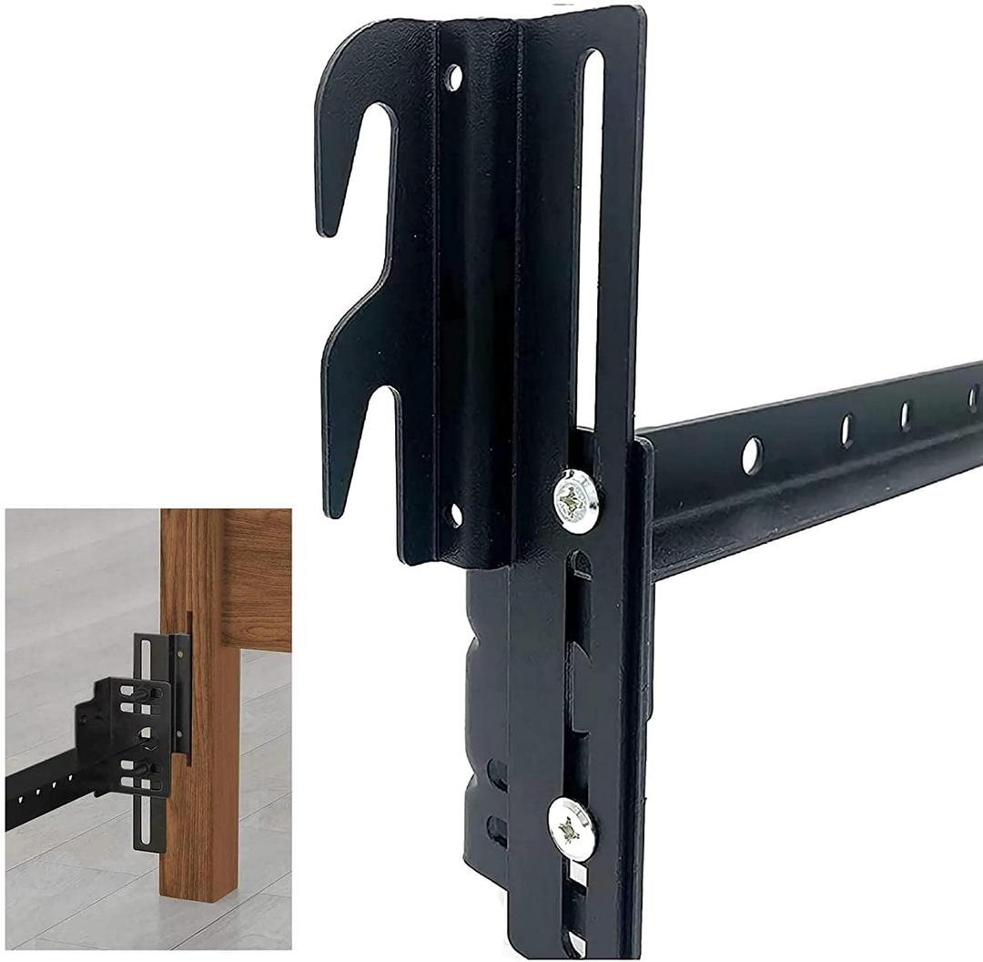 4pcs 711 Bolt-On to Hook-On Bed Frame Conversion Brackets for Headboard or Footboard, Bed Hook Adapter kit with Hardware, Hook on Bed Rails Brackets(Black)