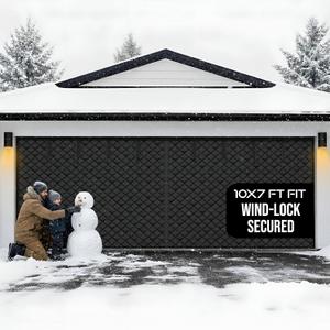 Thermal Winter Garage Door Screen 10x7 ft - Insulated Curtain, Heavy Duty Privacy Curtain, Windproof, Weatherproof, Soundproof, Hands-Free Magnetic Screen Door Cover (Black)