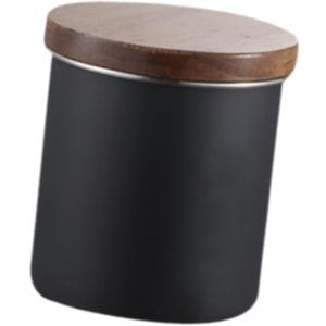 Food Container Stainless Steel Kitchen Storage Jar Seasoning Jar Sealed Storage Canister for Sugar Flour Kitchen Organization, black S