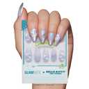Glamnetic x Hello Kitty and Friends Press On Nails - Cinnamoroll Cloud | Pale Blue 3D Cloud Graphic Fake Nails in a Velvet Finish | 15 Sizes - 30 Nail Kit with Glue