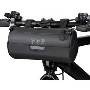 CamGo Small Handlebar Bag for Bike - Multifunctional Mini Shoulder Pack Cycling Accessory Pocket (Cylinder Black)