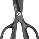 MITSUMOTO SAKARI Japanese Kitchen Scissors, All Purpose, Black Titanium Plated Heavy Duty, Multipurpose Cooking and Herb Scissors with Micro Serrated Edge