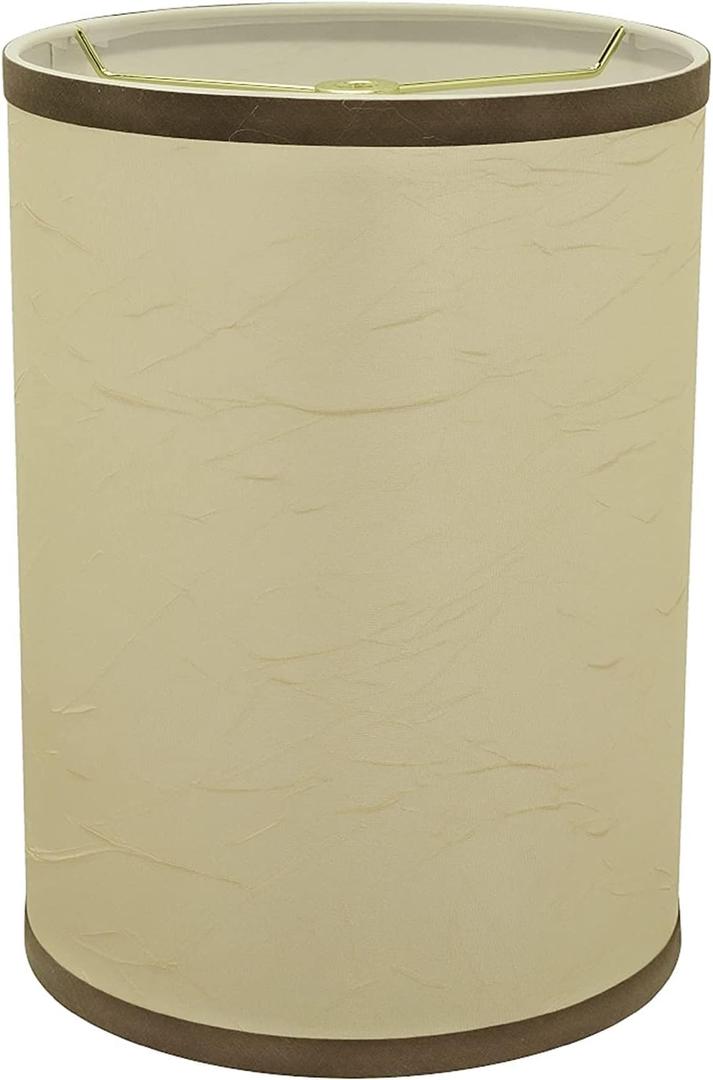 Aspen Creative 31270A Transitional Drum (Cylinder) Shaped Spider Construction Lamp Shade in Beige with Brown Trim Crinkle, 8" wide (8" x 8" x 11")