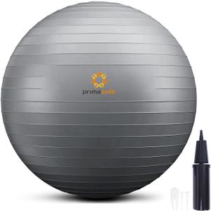 Exercise Ball for Balance Stability Fitness Workout Yoga Pilates at Home Office & Gym Birthing Ball for Pregnancy, Office Ball Chair (17.7 inch & 45 cm, Silver Gray)