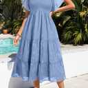 Maternity Dress for Baby Shower - 2025 Photoshoot Pregnancy Summer Midi Casual Flutter Sleeve Dress (S, Blue)