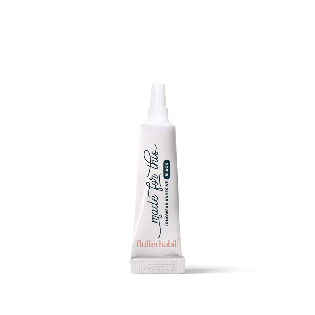 FlutterHabit Made for This Adhesive (3mL), Mini Lash Glue for Eyelash Extensions, All Day Hold for Lash Clusters, Long-Lasting All-in-One Glue for Effortless Application and Secure Wear (Black)