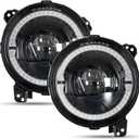 9 Inch Round LED Headlights with Hi/Lo Beam DRL Halo Turn Signal Sealed Beam Lights Compatible with Jeep Wrangler JL/JLU 2018-2025, Gladiator JT 2020-2025 Unlimited Sport Rubicon Sahara 2PCS