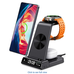 Wireless Charger for Samsung, 3 in 1 Wireless Charging Station for Samsung Galaxy S24 Ultra/S23 Ultra/S22/S21/Note 20/Z Flip 6/Fold 6, Charger for Samsung Galaxy Watch Ultra/7/6/5, Galaxy Buds 2/2 Pro (Black)