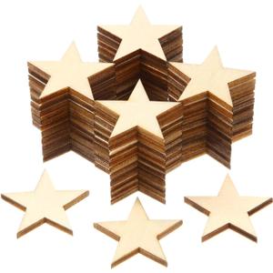 300 Pieces Wooden Stars Shape Unfinished Wood Stars Pieces Blank Wooden Cutouts Ornaments for Craft and Christmas Decoration(1 Inch)
