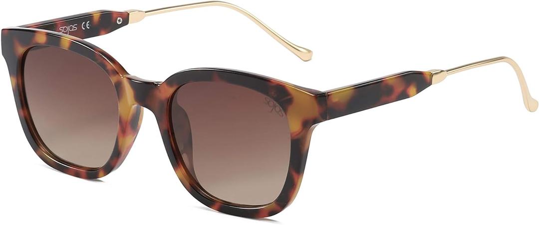 SOJOS Classic Square Polarized Sunglasses Womens Mens Retro Trendy UV400 Sunnies SJ2050 (Amber Tortoise/Brown)