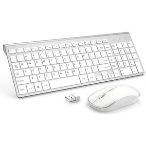 Wireless Keyboard Mouse, JOYACCES 2.4G Compact and Ultra Slim Wireless Keyboard and Mouse for Windows, Computer, Desktop, PC, Laptop-Sliver