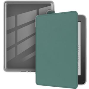 Case for 6" Kindle Paperwhite (10th Generation-2018 Release), Ultra Clear Soft Flexible Transparent TPU Back Cover with Auto Sleep/Wake for Kindle Paperwhite (Model NO. PQ94WIF), Dark Green