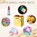 Sherr 100 Pcs Mini Gift Bags Bulk, 4 x 2.75 x 4.5 in Paper Bag with Tag, Extra Small Paper Gift Boxes with Handles for Birthday, Party Favor, Wedding, Small Business, Spring Easter (Gold)