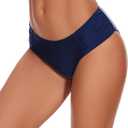 Bikini Bottoms for Women, Black Bathing Suit Bottoms,Low Waisted Full Coverage Swimsuit Bottoms (Large, Navy Blue)