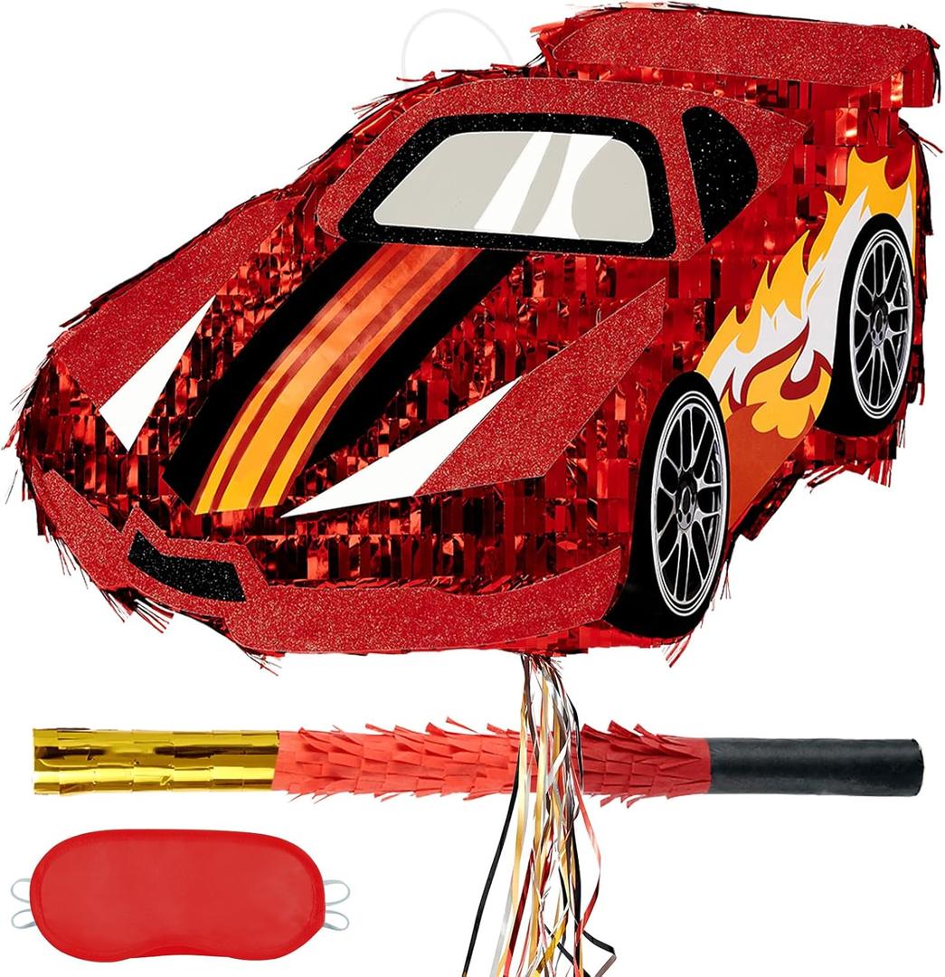 WERNNSAI Race Car Piata - Race Car Birthday Decorations Truck Car Piata Bundle with Blindfold and Bat Monster Truck Party Favors for Kids Boys Exciting Party Games Supplies