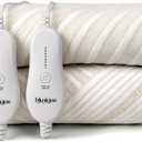 Electric Heated Mattress Pad Queen Size Dual Control Bed Warmer, Deep Pocket, 10-Hour Auto Off, Machine Washable, 3D Air Layer Fabric, 60"x80", Gold