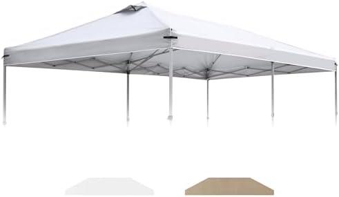 9×9 Canopy Replacement Top Cover with Air Vents for Pop up Canopy Gazebo Tent, with Adjustable Strap, Waterproof & Anti-UV for Outdoor Shade (Top Only) (White)