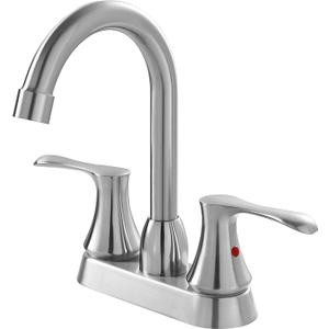 Comllen 4 Inch Centerset Bathroom Faucet, Brushed Nickel Modern Camper Vanity Sink Faucet, 2 Handles Stainless Steel RV Lavatory Bathroom Faucet 3 Hole