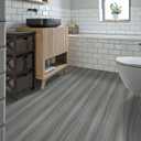 Vinyl Flooring Roll 11.8" x 118" - Peel and Stick Wood Plank Flooring for Bathroom, Kitchen, Hallway, Laundry Room - Multi-Purpose Removable Floor Tile (Wood Pattern) (Gray)