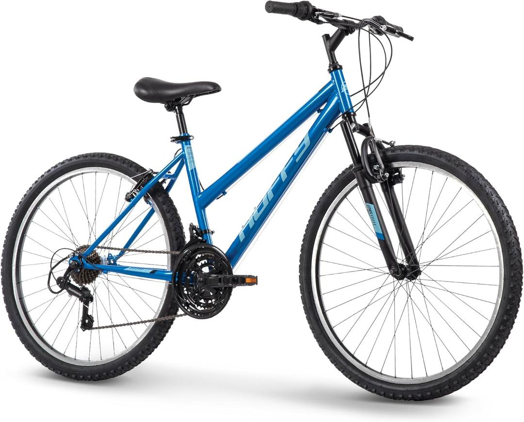 Huffy Stone Mountain Hardtail Mountain Bike for Boys/Girls/Men/Women, 26" Sizes, 6 or 21 Speed Shimano Twist Shifting, Front or Dual Suspension, Comfort Saddle, Sea Blue Colors