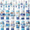 Pinkunn 48 Pcs Christmas Nutcrackers Ornament Set Blue and White Wooden Ornament Chinoiserie Hanging Wood Nutcrackers Sign Christmas Tree Decor for Holiday Party Decor Gifts(Blue Style)