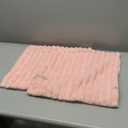 FUTEI Pink Throw Pillow Covers Set of 2, 18x18 Inch Soft Faux Rabbit Fur Striped Texture Cushion Cases, Modern Decorative Couch Pillows for Living Room Bed