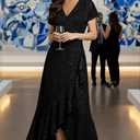 Black Formal Dresses for Women Gowns Evening Party Cocktail Dress,Women Formal Party Dress,V Neck Wedding Guest Dresses. (Black)