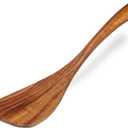 Jilla-hla Wooden Spatula Nonstick Turner Acacia Wood, Right Long Handle Flat Frying Spatulas Handmade for Mother Wife Grandma Her Kitchen Gift, Ideal Cookware Utensils for Cooking Eggs, Fish, Pancakes (12 Inch, Brown)