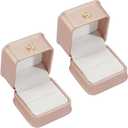 2PCS Small PU Leather Pink Velvet Pendant Necklace Gift Boxes Jewelry Ring Storage Display Case Organizer Box for Proposal Engagement Wedding Anniversary Birthday Valentine