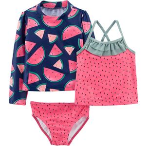 Simple Joys by Carter's Girls' 3-Piece Assorted Rashguard Sets (Watermelon) 3T
