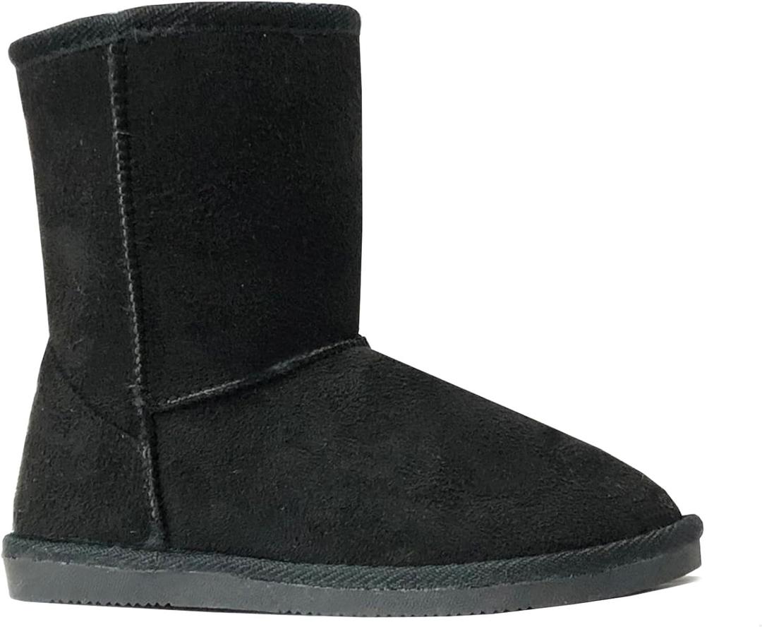 REDVOLUTION New Kids Classic Snow Boots Faux Fur Midcalf Outdoor Boots (Big Kid) (4030 black, Numeric_2)