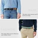 SANSTHS Reversible Braided Belt for Men and Women, Elastic Stretch Woven Golf Belts for Men, Casual Jeans Sports Work 1 3/8" (Green/White/Black)