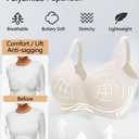 Women's Seamless Bras No Underwire Comfort Bralettes Push Up Bras Wireless Scalloped Full Coverage Everyday Bra (White, L)