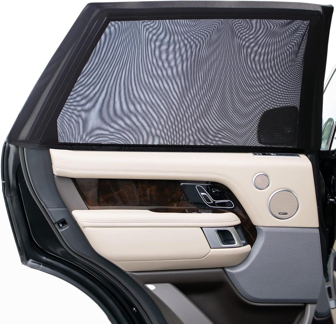 Autopect Side Window Sunshade Sock Screen-Shade (Pack of 2) Block Sun Rays to Keep Car Interior Cool and Comfortable Elasticized Universal Fit Mesh Sun Shade for Car, Truck, SUV, Van, Black