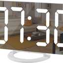 SZELAM Digital Clock Large Display, LED Electric Alarm Clocks Mirror Surface for Makeup with Diming Mode, 3 Levels Brightness, Dual USB Ports Modern Decoration for Home Bedroom Decor-White (001)