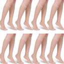 cobee 8 Pairs Knee High Stockings For Women, Knees Highs Nylons With Reinforced Toes, Highs Elasticity Knee High Pantyhose (Skin)