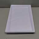 I00000 8 Pack White Plastic Serving Tray, 15" x 10" Rectangle Food Trays, Disposable Serving Platter for Parties, Internal Inclined Design Perfect for Weddings and Party