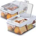 Dynta 2 Pack Bread Box for Kitchen Countertop Airtight Bread Storage Container with Lid Time Recording Plastic Bread Keeper for Homemade Bread, Toast, Loaf and Cookies